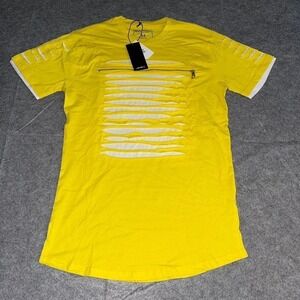Switch Remarkable Mens Yellow Shredded Distressed Zipper T-Shirt SS7042 M